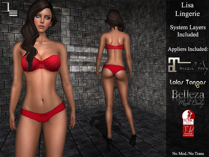 DE Designs - Lisa - Lingerie - Red