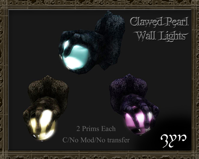 Second Life Marketplace Zyn Clawed Pearl Wall Lights