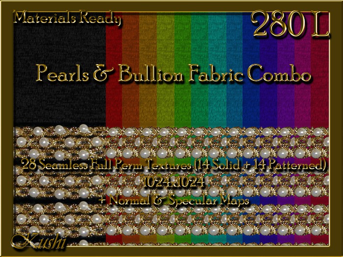 Pearls & Bullion Combo Seamless Textures Materials Ready Full Perms 1024x1024