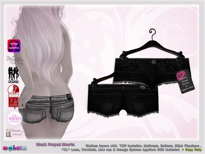 [ bubble ] Frayed Shorts Black