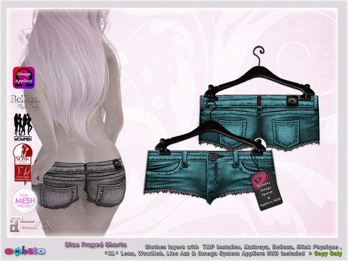 [ bubble ] Frayed Shorts Blue