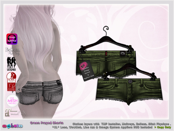 [ bubble ] Frayed Shorts Green