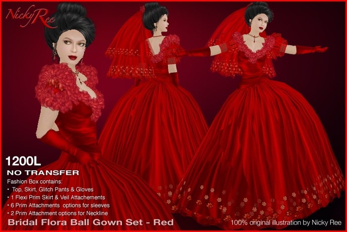 Designing Nicky Ree Wedding Gowns - Bridal Flora Ball Gown Red