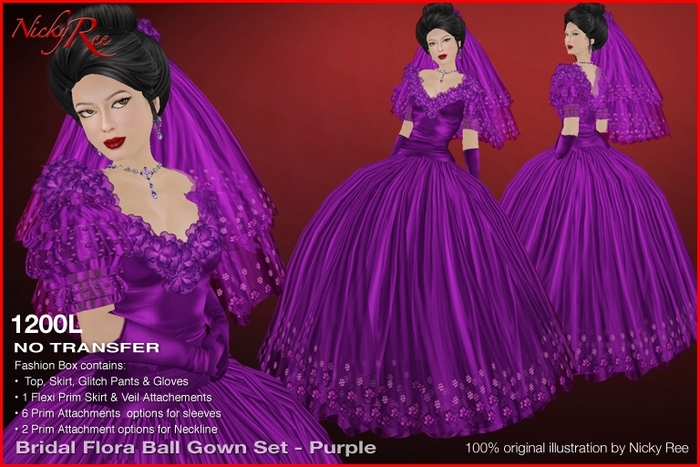 Designing Nicky Ree Wedding Gowns - Bridal Flora Ball Gown Purple