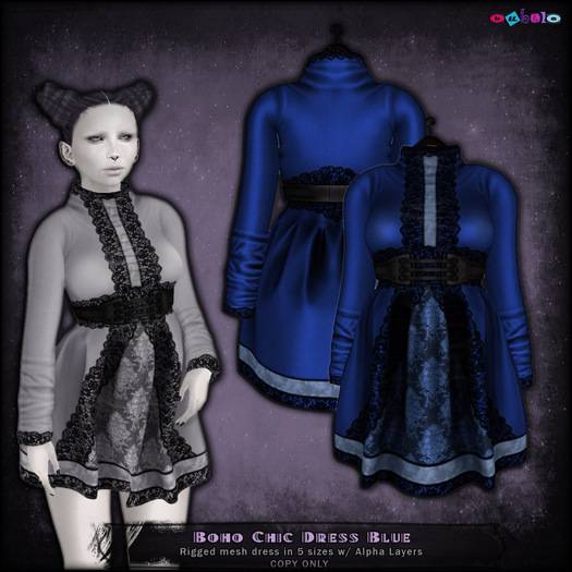 [ bubble ] Boho Chic Dress -Blue