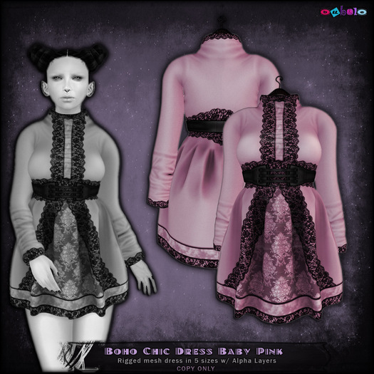 [ bubble ] Boho Chic Dress -Baby Pink