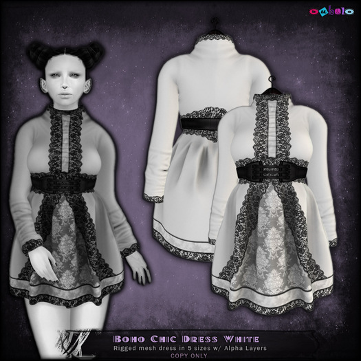 [ bubble ] Boho Chic Dress -White