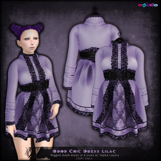 [ bubble ] Boho Chic Dress -Lilac