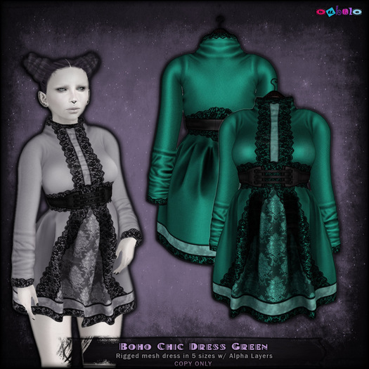 [ bubble ] Boho Chic Dress -Green