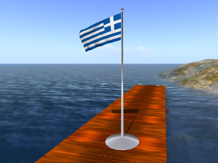 Greece flag with rippling animation and following the SL wind