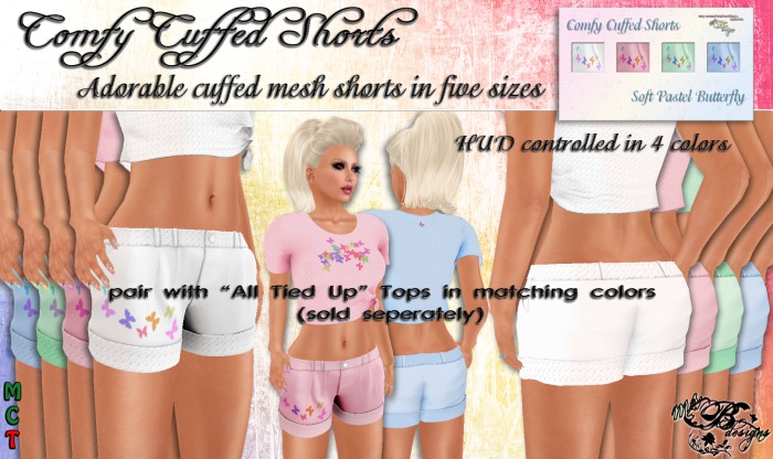{Ms. B. Designs} Comfy Cuffed Pastel Butterfly Shorts Boxed