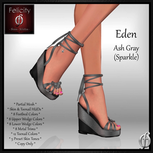 Shoes *Felicity* Eden Wedge Sandals - Ash Gray Platform Wedges Sandal (8 Wedge Colors, 8 Metal Trim) Part Mesh