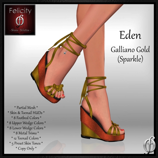 Shoes *Felicity* Eden Wedge Sandals - Gold Sparkle Platform Wedges Sandal (8 Wedge Colors, 8 Metal Trim) Part Mesh