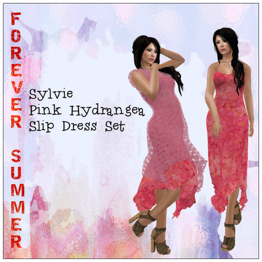 {FS}Sylvie Pink Hydrangea Slip Dress Set