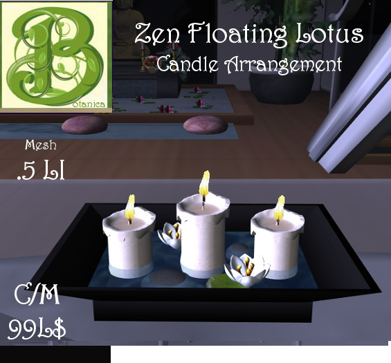 Zen Floating Lotus Candle Arrangement, Mesh  .5 LI