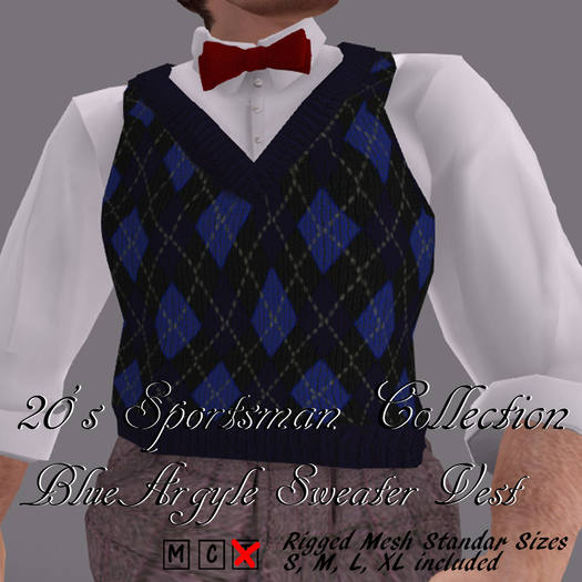 20's Blue Argyle Sweater Vest