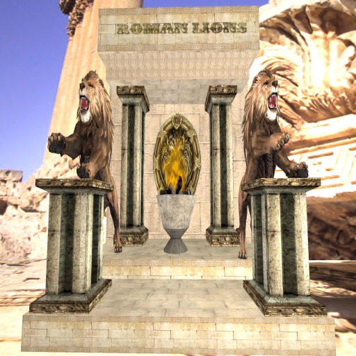 Roman Lions Fireplace boxed
