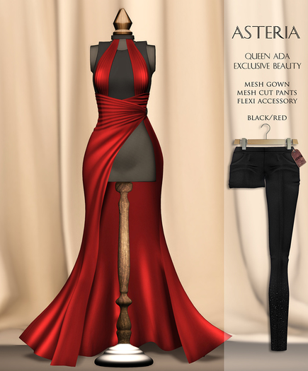 Asteria Creations - Queen Ada Mesh Gown Set - Red