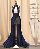 Asteria Creations - Queen Ada Mesh Gown Set - Navy/Beige