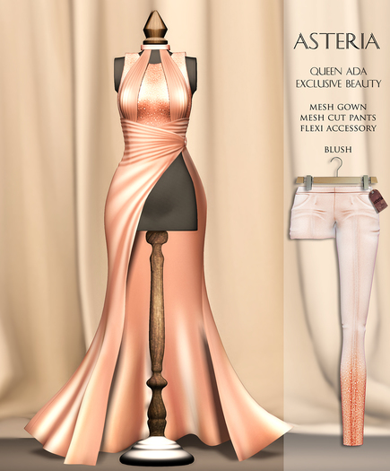 Asteria Creations - Queen Ada Mesh Gown Set - Blush