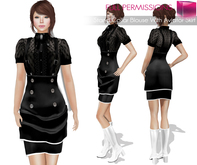 MI960378 MI Women's Stand Collar Blouse With Aviator Skirt