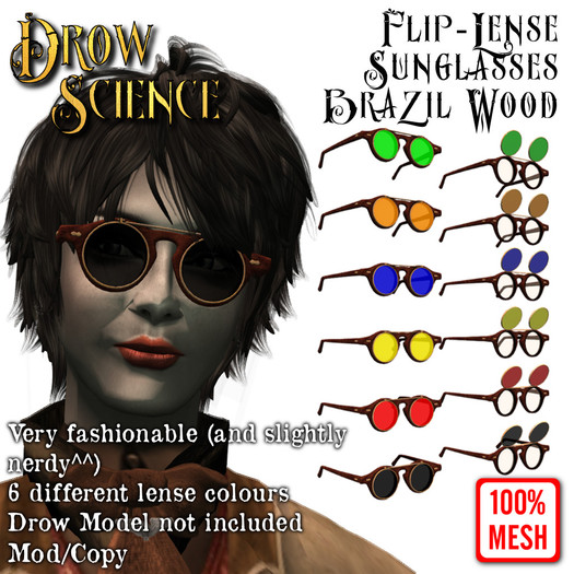 Steampunk Sunglasses with Flip Lense - Brazil Wood