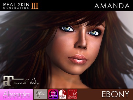 Second Life Marketplace - ALESSANDRA - Real Skin (Gen3) - AMANDA - EBONY
