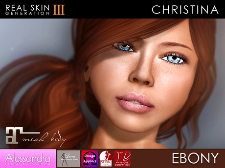 Second Life Marketplace - ALESSANDRA - Real Skin (Gen3) - CHRISTINA - EBONY