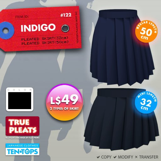 TT Pleated Skirt simpleIndigo