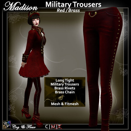 C&F Military Rivet Pants - Red/Brass