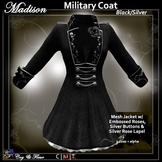 C&F Madison Military Jacket - Black/Silver