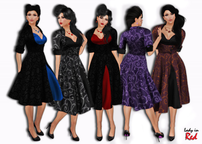 Lady in Red - Ida v1 (blue) - Retro dress
