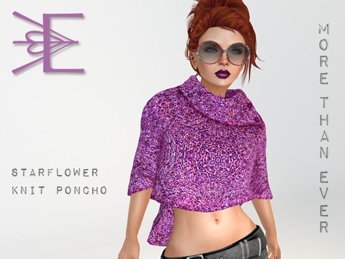 More Than Ever - BabyBlue Starflower Knit Poncho