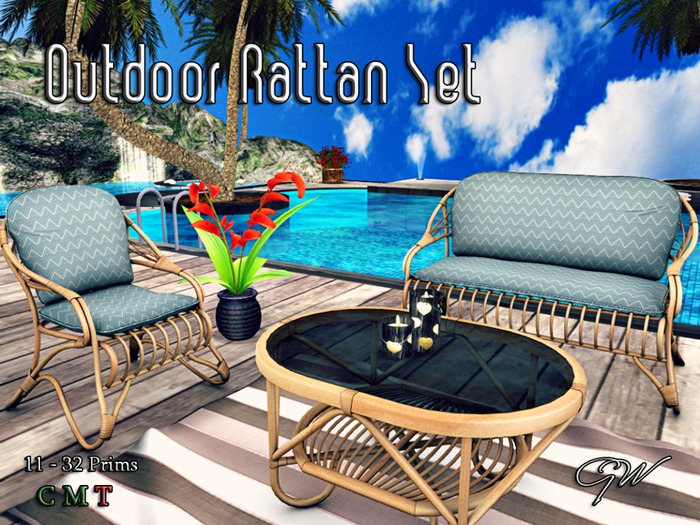 GW Outdoor Rattan Couch Chair Furniture Set (PG)