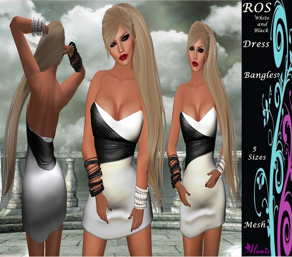 **Alonis Fashion** ROS Dress White and Black