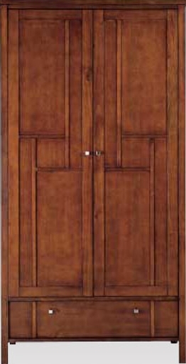 Shingsu 2 Door 1 Drawer Wardrobe - Walnut