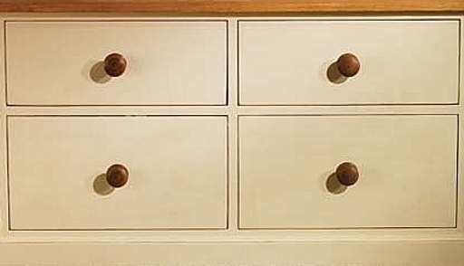 Painted Pine Long 4 Drawer Chest