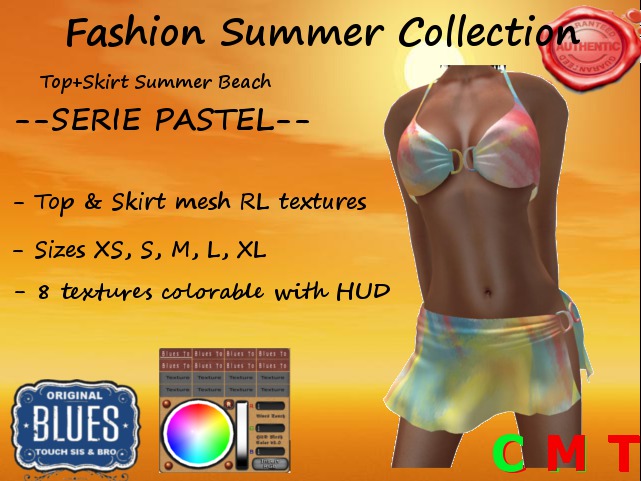 ♫ Blues Touch ♫ Top+Skirt  Summer Beach PASTEL HUD