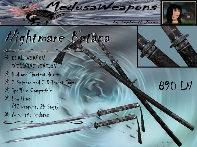 Second Life Marketplace Medusa Weapons Nightmare Dual Katana 