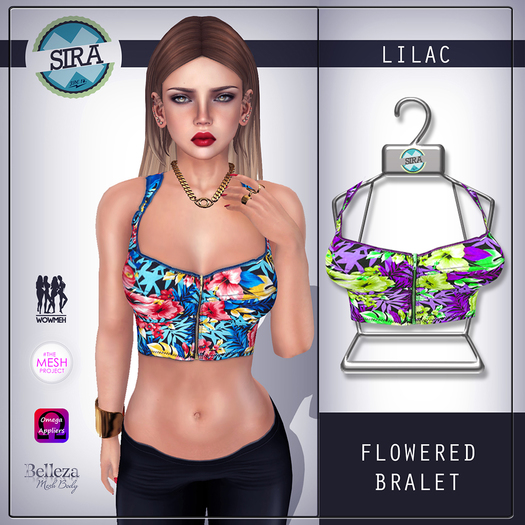 SIRA - [Mesh Body] Flowered Bralet 3