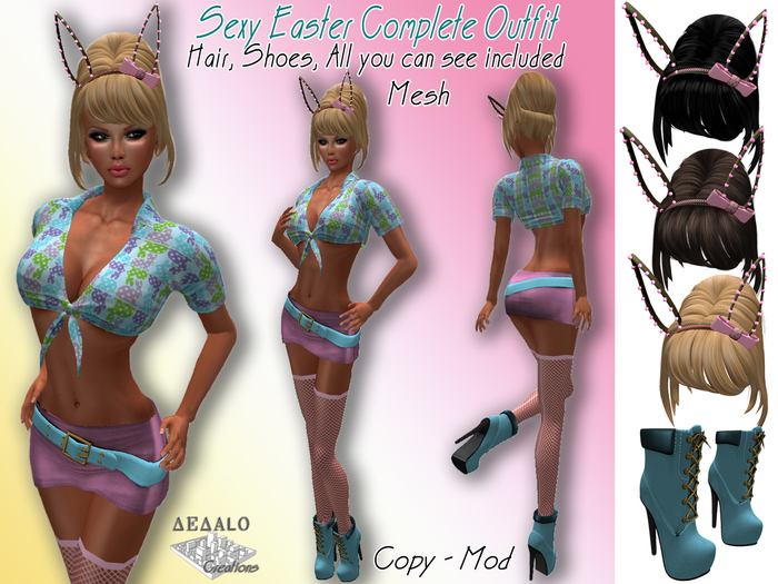 Sexy Easter Complete Outfit - Mesh - Hair and Shoes included!!! * SPECIAL PRICE Happy Easter Promo *