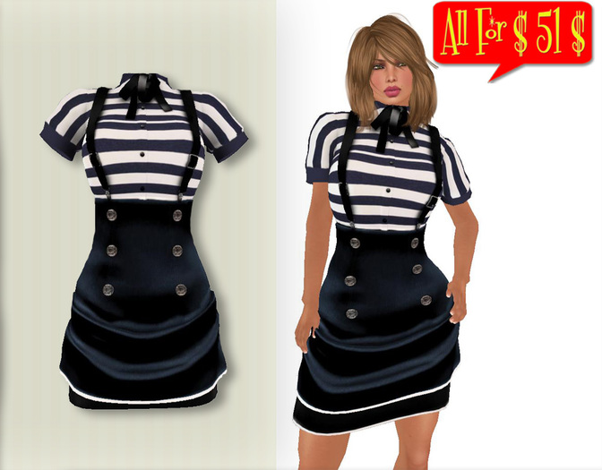 Skirt with suspender and blouse