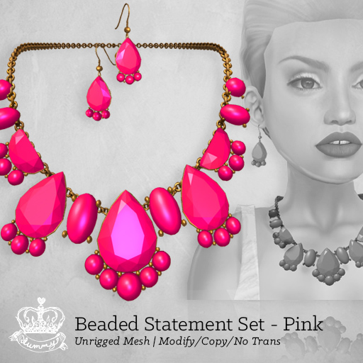 (Yummy) Beaded Statement Set - Pink