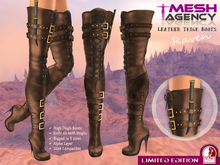  LIMITED High Thigh BROWN Leather Boots RAVEN - PROMO PRICE