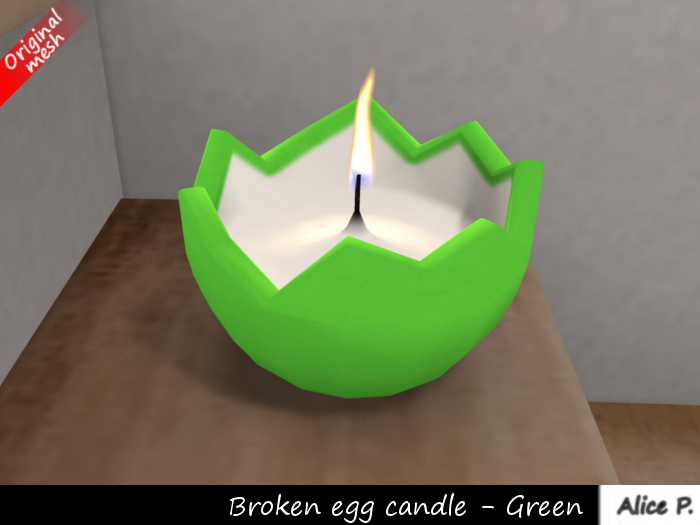 Alice P. - Broken egg candle green