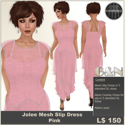G&N Jolee Mesh Slip Dress Pink (Copy/Modify)