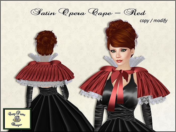 Timelines Vintage Couture Satin Opera Cape - red