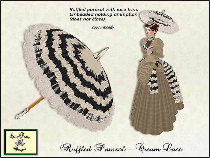 Crazy Pastry Designs Ruffled Parasol - Cream Lace