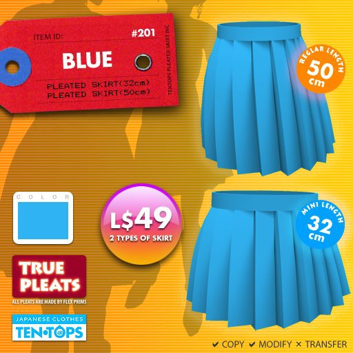 TT Pleated Skirt Simple Blue