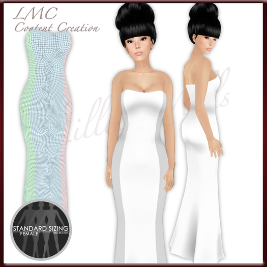 Second Life Marketplace - LMC Mesh Templates - Bodycon Dress III - fully  rigged strapless dress
